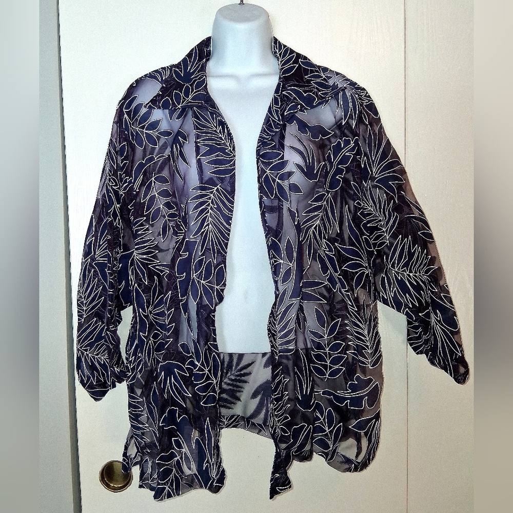NWT Bon Worth Sheer Top, Open Front, Sz XL